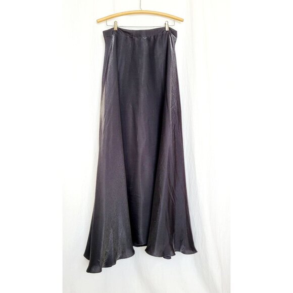 Black Taffeta A Line Full Length Formal Maxi Skirt Size 12 VTG  JS Collections - Picture 1 of 12